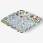 Strawberry Berry Blue Gingham Baby naar Bee Shower Papieren Bordje (Gebogen)