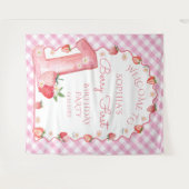 Strawberry Berry Eerste 1e Verjaardag Wavy Welkom Wandkleed (Voorkant (horizontaal))