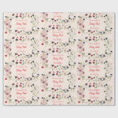 Strawberry Berry Eerste 1e Verjaardagsfeest Cadeaupapier (Vlak)