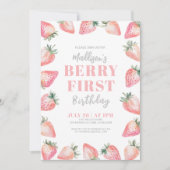 Strawberry Berry Eerste 1e Verjaardagsfeest Kaart (Voorkant)