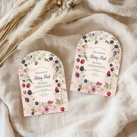 Strawberry Berry Eerste 1e Verjaardagsfeest Kaart