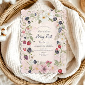 Strawberry Berry Eerste 1e Verjaardagsfeest Kaart