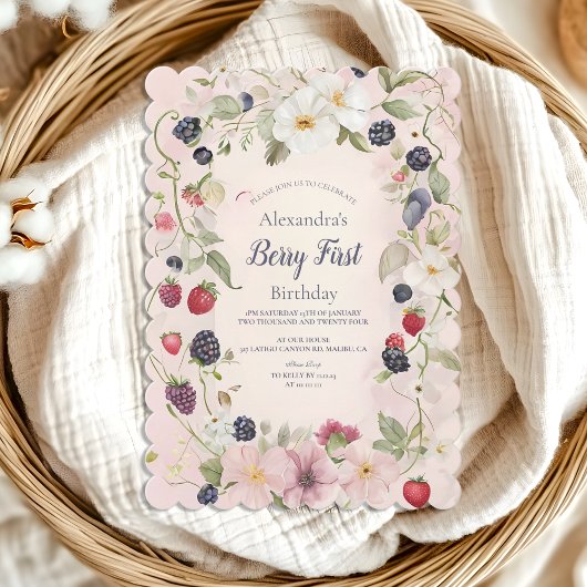 Strawberry Berry Eerste 1e Verjaardagsfeest Kaart