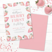Strawberry Berry Eerste 1e Verjaardagsfeest Kaart