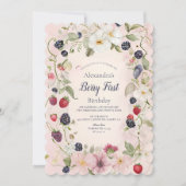 Strawberry Berry Eerste 1e Verjaardagsfeest Kaart (Voorkant)