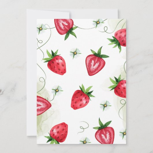 Strawberry Berry Eerste 1e Verjaardagsfeest Kaart (Achterkant)