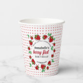 Strawberry Berry Eerste 1e Verjaardagsfeest Papieren Bekers (Achterkant)