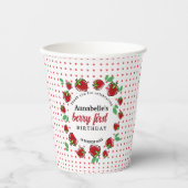 Strawberry Berry Eerste 1e Verjaardagsfeest Papieren Bekers (Voorkant)