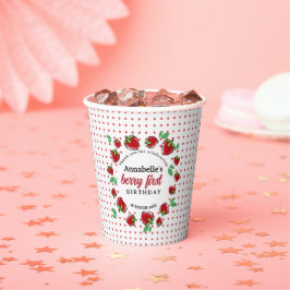 Strawberry Berry Eerste 1e Verjaardagsfeest Papieren Bekers