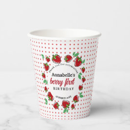 Strawberry Berry Eerste 1e Verjaardagsfeest Papieren Bekers