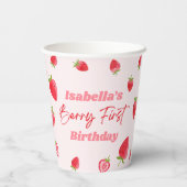 Strawberry Berry Eerste 1e Verjaardagsfeest Papieren Bekers (Achterkant)