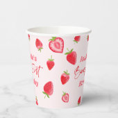 Strawberry Berry Eerste 1e Verjaardagsfeest Papieren Bekers (Links)