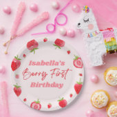 Strawberry Berry Eerste 1e Verjaardagsfeest Papieren Bordje (Feest)
