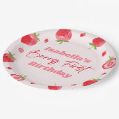 Strawberry Berry Eerste 1e Verjaardagsfeest Papieren Bordje (Gekanteld)