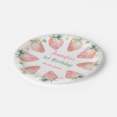 Strawberry Berry Eerste 1e Verjaardagsfeest Papieren Bordje (Gekanteld)
