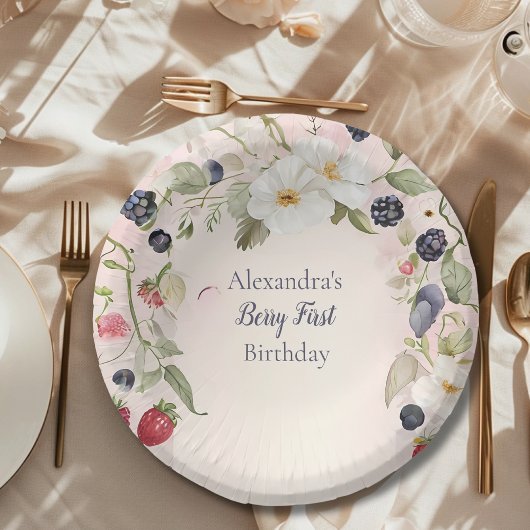 Strawberry Berry Eerste 1e Verjaardagsfeest Papieren Kommen