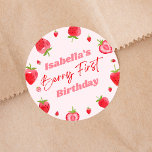 Strawberry Berry Eerste 1e Verjaardagsfeest Ronde Sticker<br><div class="desc">Dit is een Strawberry Berry Eerste 1e Verjaardagsfeestje Favor Stickers!</div>