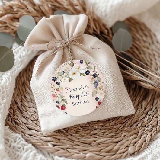 Strawberry Berry Eerste 1e Verjaardagsfeest Ronde Sticker