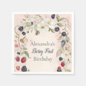 Strawberry Berry Eerste 1e Verjaardagsfeest Servet (Voorkant)