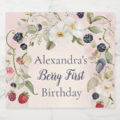 Strawberry Berry Eerste 1e Verjaardagsfeest Sparkling Wijnetiket (Enkel label)