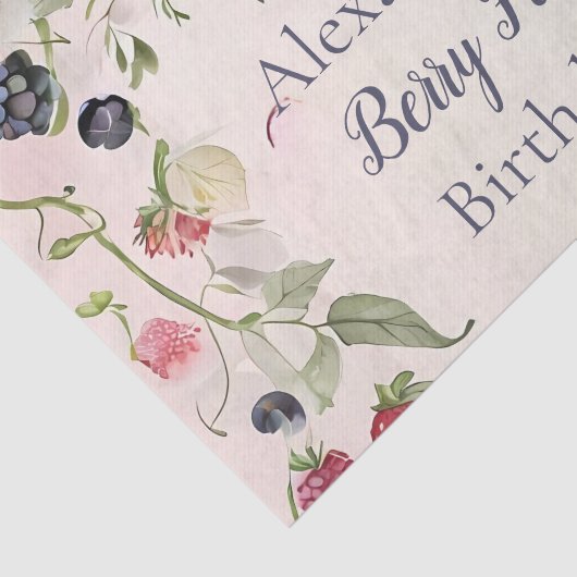 Strawberry Berry Eerste 1e Verjaardagsfeest Tissuepapier (Detail)