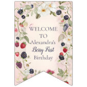 Strawberry Berry Eerste 1e Verjaardagsfeest Vlaggetjes (Eerste vlag)