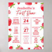 Strawberry Berry eerste verjaardag mijlpaal teken Poster (Voorkant)