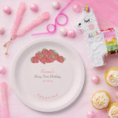Strawberry Berry eerste verjaardag Papieren Bordje (Feest)
