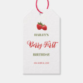 Strawberry Berry Eerste Verjaardagsfeestje Favor Cadeaulabel (Voorkant)