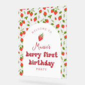 Strawberry Berry eerste verjaardagsfeestje welkom Acryl Bord (Hoek)