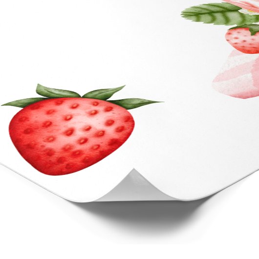 Strawberry Berry First Berry Poster Welkomstbord (Hoek)