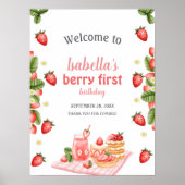 Strawberry Berry First Berry Poster Welkomstbord (Voorkant)