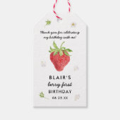 Strawberry Berry First Birthday Dank je Cadeaulabel (Voorkant)