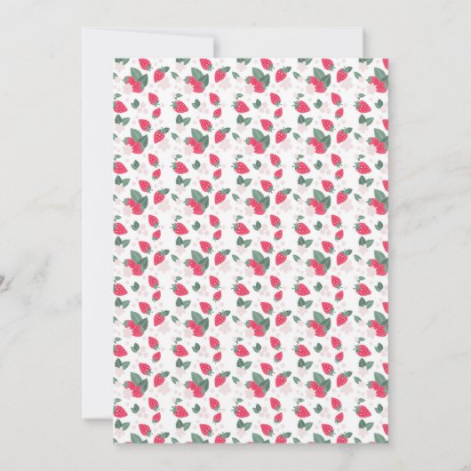 Strawberry Berry First Birthday Invitation Kaart (Achterkant)