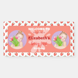 Strawberry Berry First Birthday Invitation Spandoek