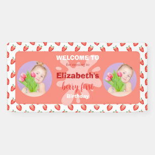 Strawberry Berry First Birthday Invitation Spandoek
