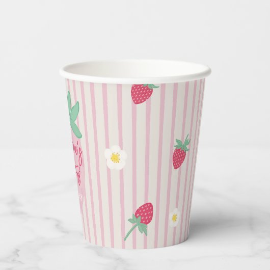 Strawberry Berry First Birthday Paper Cups Papieren Bekers (Achterkant)