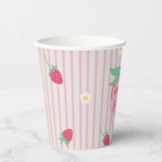 Strawberry Berry First Birthday Paper Cups Papieren Bekers (Voorkant)