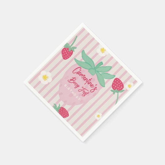 Strawberry Berry First Birthday Paper Napkins Servet (Hoek)