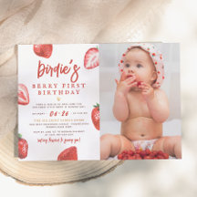 Strawberry Berry First Birthday Party Girl Foto