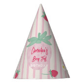 Strawberry Berry First Birthday Party Hat Feesthoedjes (Voorkant)