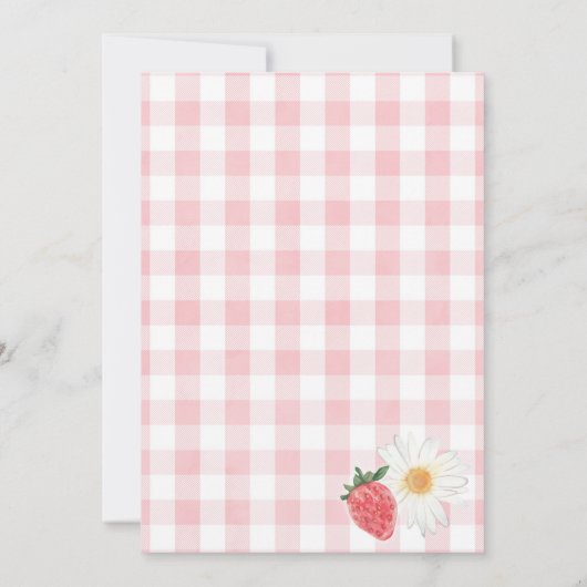 Strawberry Berry First Birthday Party Invitation Kaart (Achterkant)