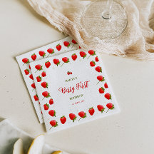 Strawberry Berry First Birthday Party Invitation