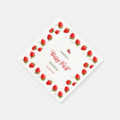 Strawberry Berry First Birthday Party Invitation Servet (Hoek)