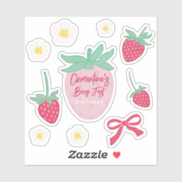 Strawberry Berry First Birthday Stickers