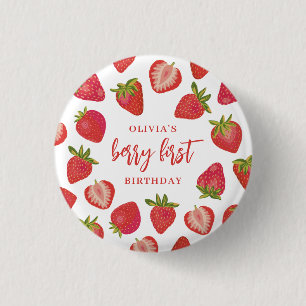 Strawberry Berry First Girls gepersonaliseerde ver Ronde Button 3,2 Cm