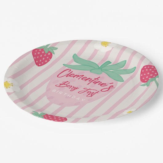 Strawberry Berry First Paper Plate Papieren Bordje (Gekanteld)