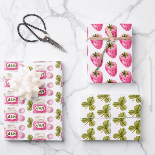 Strawberry Berry Fruit Jam Wrapping Paper Set van (Voorkant)