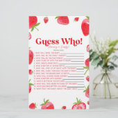 Strawberry Berry Raad eens wie! Baby shower spel Briefpapier (Staand voorkant)