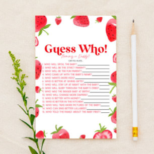 Strawberry Berry Raad eens wie! Baby shower spel Briefpapier